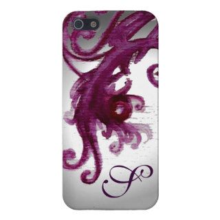 WHITE PURPLE BERRIES AND FLORAL SWIRLS MONOGRAM CASE FOR iPhone 5