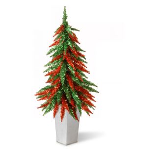 1.75 ft. Decorative Collection Down Swept Red and Green Christmas Tree