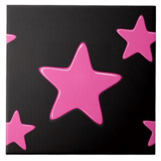pink stars on black background tiles