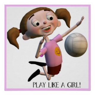 Cute Play Like A Girl Volleyball Poster