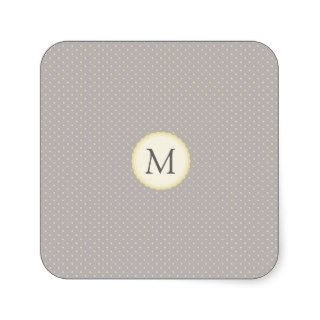 Trendy  Elegant Chic Polka Dots Trendy Monogram Square Sticker
