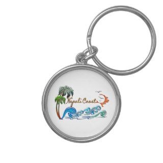3d Palms, Waves & Sunset NAPALI COAST Keychain