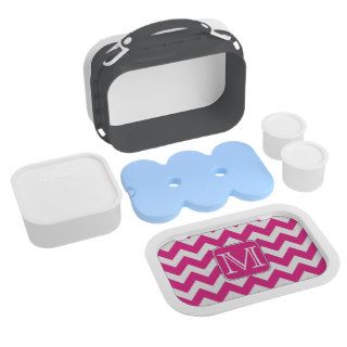Hot Pink Chevrons Zigzag Pattern Monogram Lunchboxes