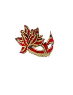 Scary Masks Venetian Mask Red W Gold & Gem Halloween Costume   Most Adults Clothing