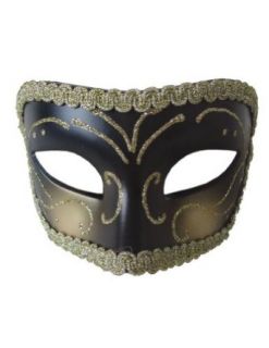 Scary Masks Medieval Opera Mask Gold Black Halloween Costume   Most Adults Clothing