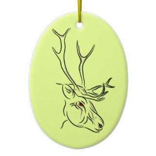 Reindeer Line Drawing Christmas Ornaments