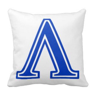 Greek Letter Lambda Blue Monogram Initial Throw Pillow