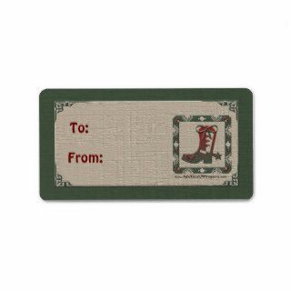 Western Themed Cowboy Boot Christmas Gift Tag Personalized Address Labels