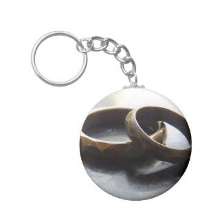 Rustic Hammered Wedding Rings Keychain