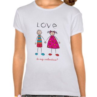 Boy + Girl  Love Cute Cartoon Valentine T shirt