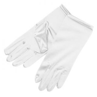 ZaZa Bridal Shiny Stretch Satin Dress Gloves Wrist Length One size Fits Most White
