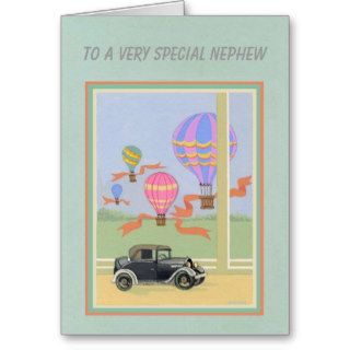 A Happy Birthday Nephew Card Car and Balloons