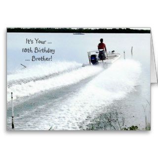 Brother's 18th Birthday, speed boat Greeting Card