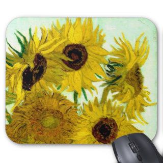 Van Gogh Vase Twelve Sunflowers Vintage Fine Art Mousepads
