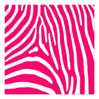 Hot Pink and White Zebra Print Custom Invitation