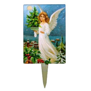 Clapsaddle Christmas Angel with Fir Tree Cake Toppers