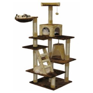 Go Pet Club Brown and Beige Cat House Furniture   72 in.   Cat Trees