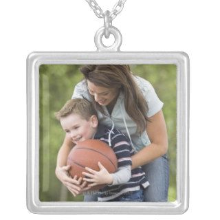 MR mother (age 26) playing basketball with son Custom Necklace