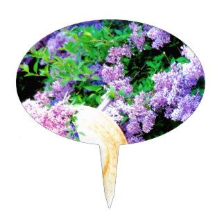 Awesome Purple Lilacs Floral Design Photo Image Cake Toppers