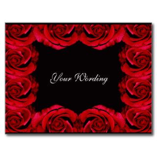 Red roses border trim postcard (customise wording)