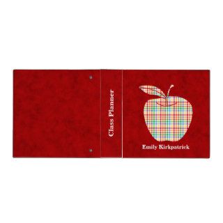 Colorful Plaid Apple Teacher's Class Planner Vinyl Binder