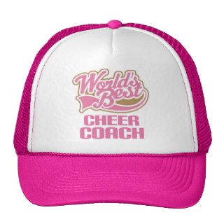 Cute Pink Worlds Best Cheer Coach Mesh Hat