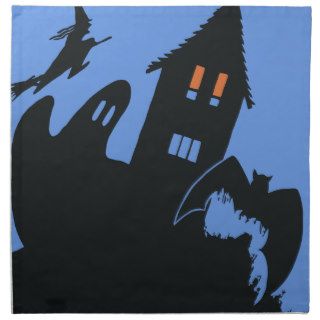 Vintage Halloween Haunted House Witch Ghost Bat Printed Napkins