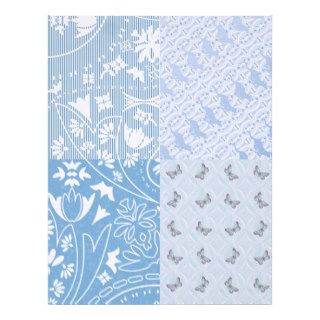 Linen Finish paper Pastel blue butterflies/cats Letterhead Design