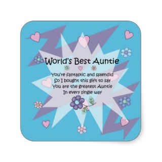 For Aunt & Aunty Gift with Hearts & Flowers & Poem Square Sticker