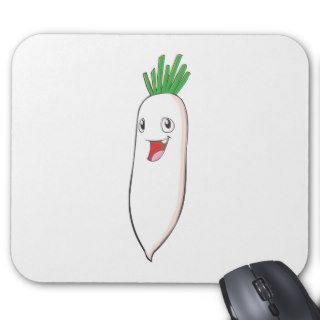 Dibujo animado feliz de la verdura del rábano tapetes de raton de
