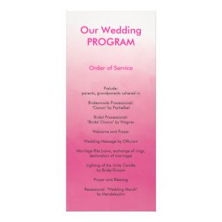 Fuschia Ombre Wedding Program Personalized Rack Card