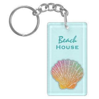 Scallop Shell Art Beach House Custom Key Ring Acrylic Key Chain