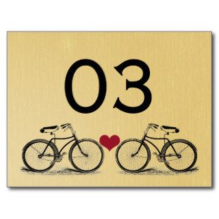 Vintage Bicycle Wedding Table Numbers Postcard