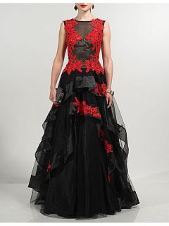Aftershock Tarub black and red embroidered maxi dress