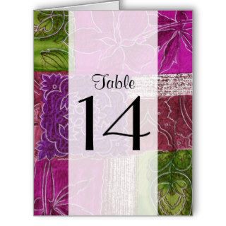 Table Numbers   Patchwork, Swirls   Pink Green Greeting Card