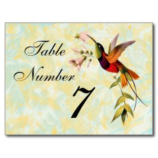 Vintage Hummingbird Table Number Card Post Card
