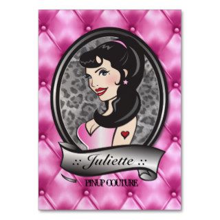 311 Juliette Pinup Pink Leather Tuft Business Cards