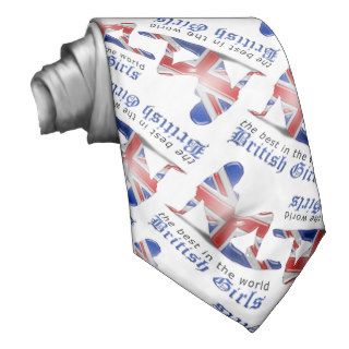 British Girl Silhouette Flag Neck Tie