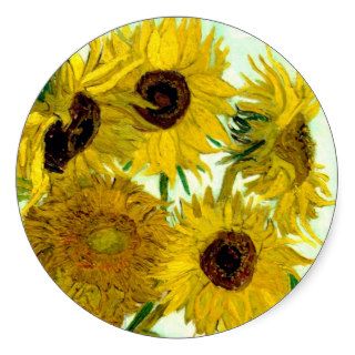 Van Gogh Vase Twelve Sunflowers Vintage Fine Art Sticker
