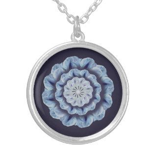 Blue Morning Glory Mandala Necklace