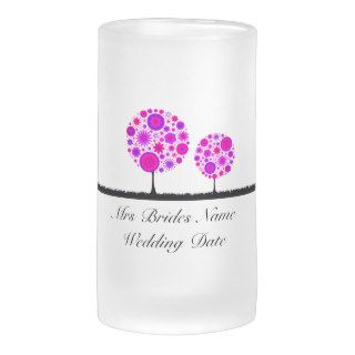 Flower Wishing Tree Purple Brides Wedding Glass Coffee Mug