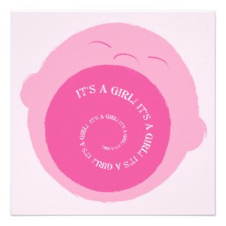 Screaming baby girl announcement card