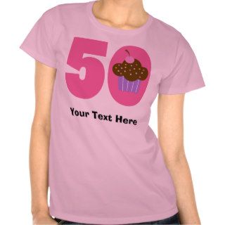 Personalized Girls 50th Birthday Cupcake Tee Shirts