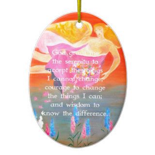 The Serenity Prayer with Folk Art Angel Painting Ornaments