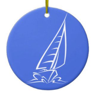 Royal Blue and White Sailing; Sail Boat Christmas Tree Ornaments