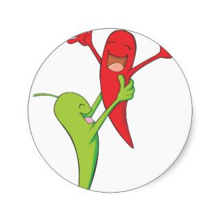 Two Joyful Chili Pepper Lovers Round Stickers