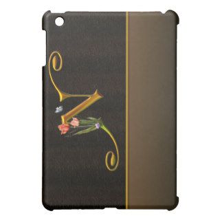 N Black Gold Tulip Monogram  iPad Mini Covers