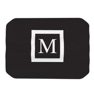 Kess InHouse KESS Original Placemat, 18 by 13 Inch, Monogrammed Letter M, Chevron Solid Black   Place Mats