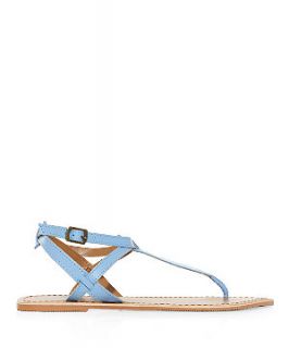 Light Blue Leather Strappy Sandals