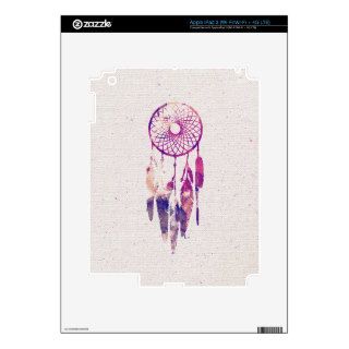 Girly Pink Purple Dream Catcher Watercolor Paint Skins For iPad 3